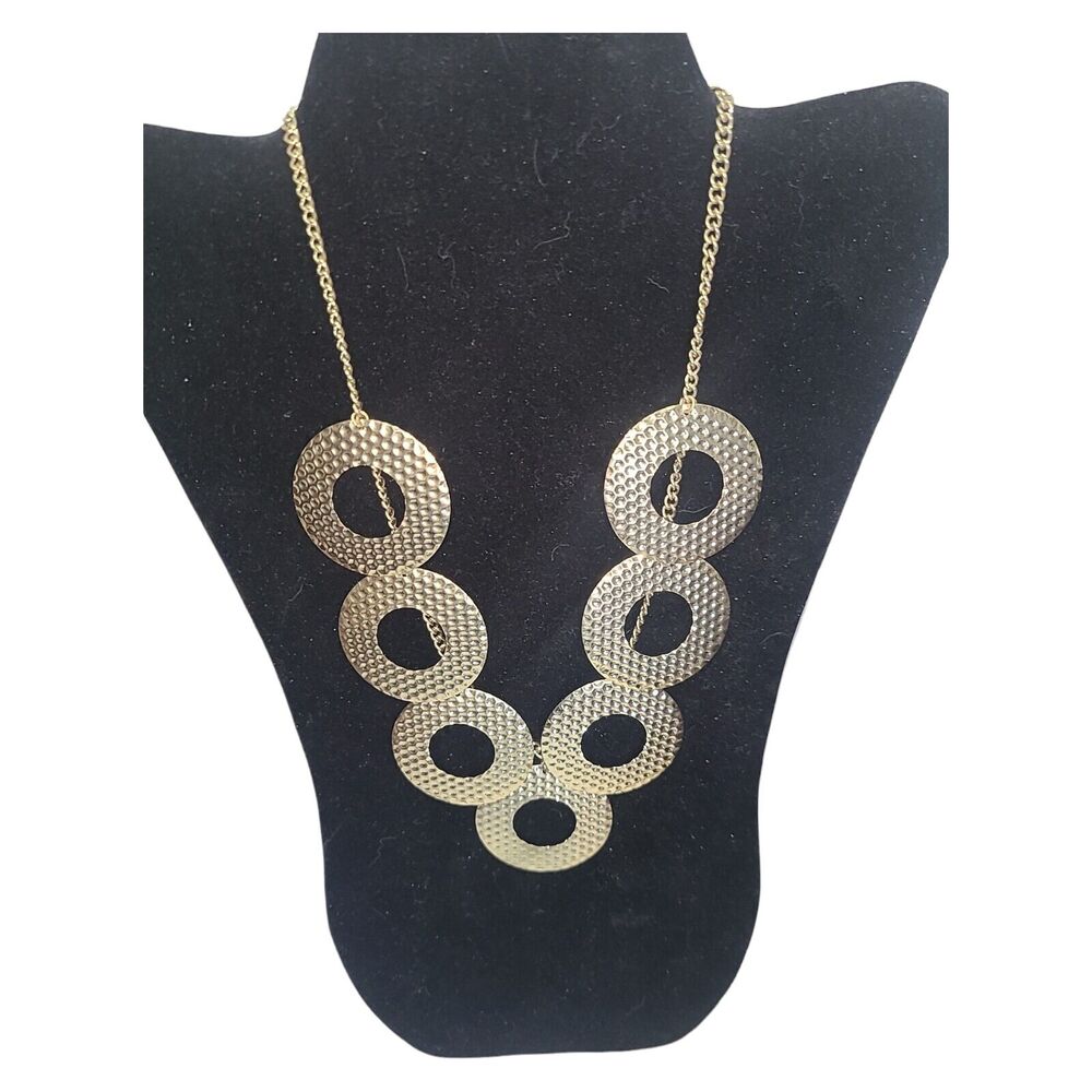 Vintage 90s Y2k Rampage Gold Tone Circle Disc Necklace 20"-22"